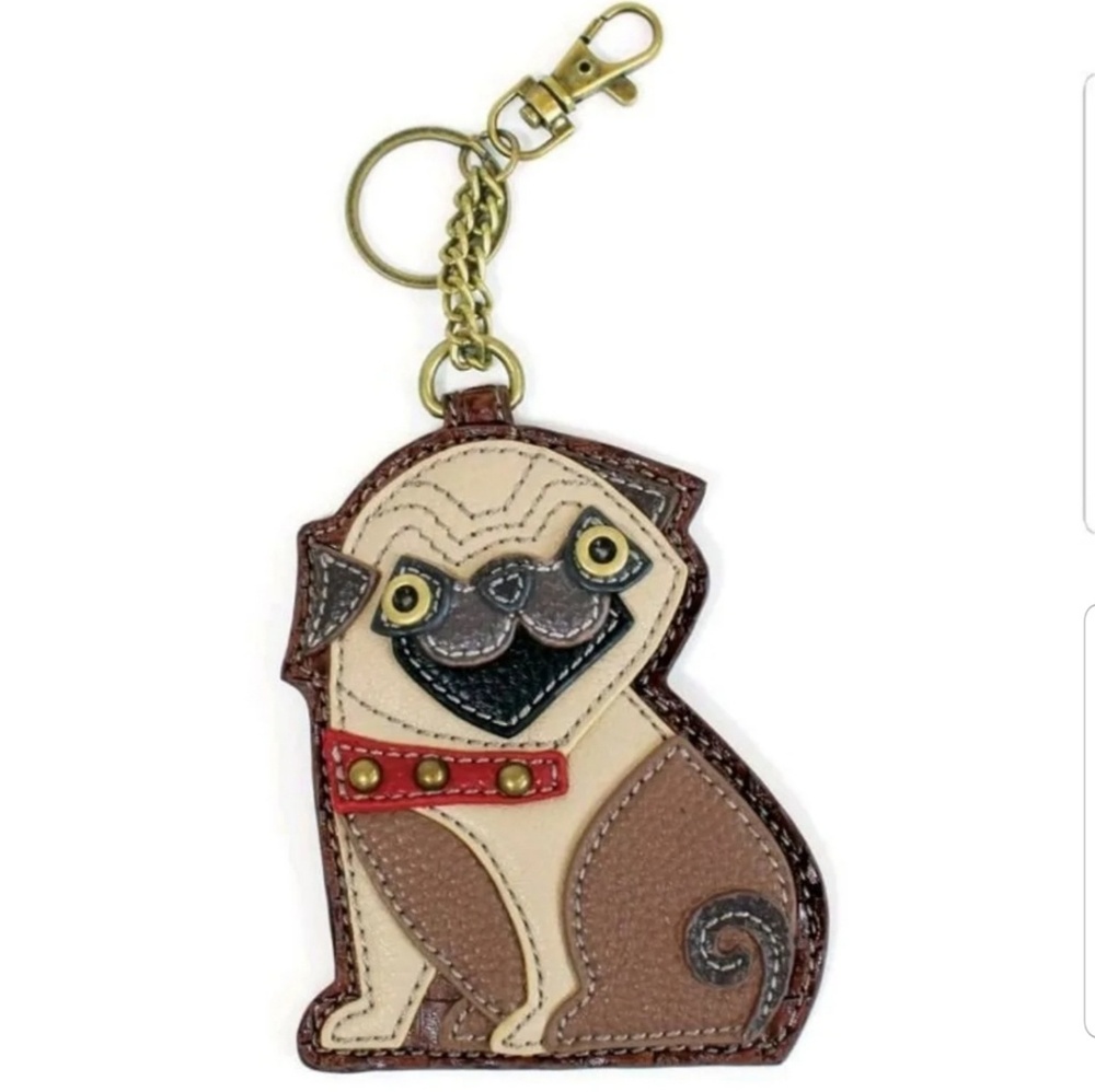 Pug Keychain Zipper Coin Purse NEW